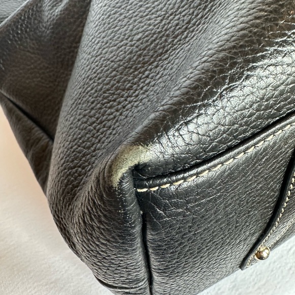 Dooney & Bourke Logo Lock Large Shoulder/Hobo Bag - Black Pebble Leather - Picture 6 of 16